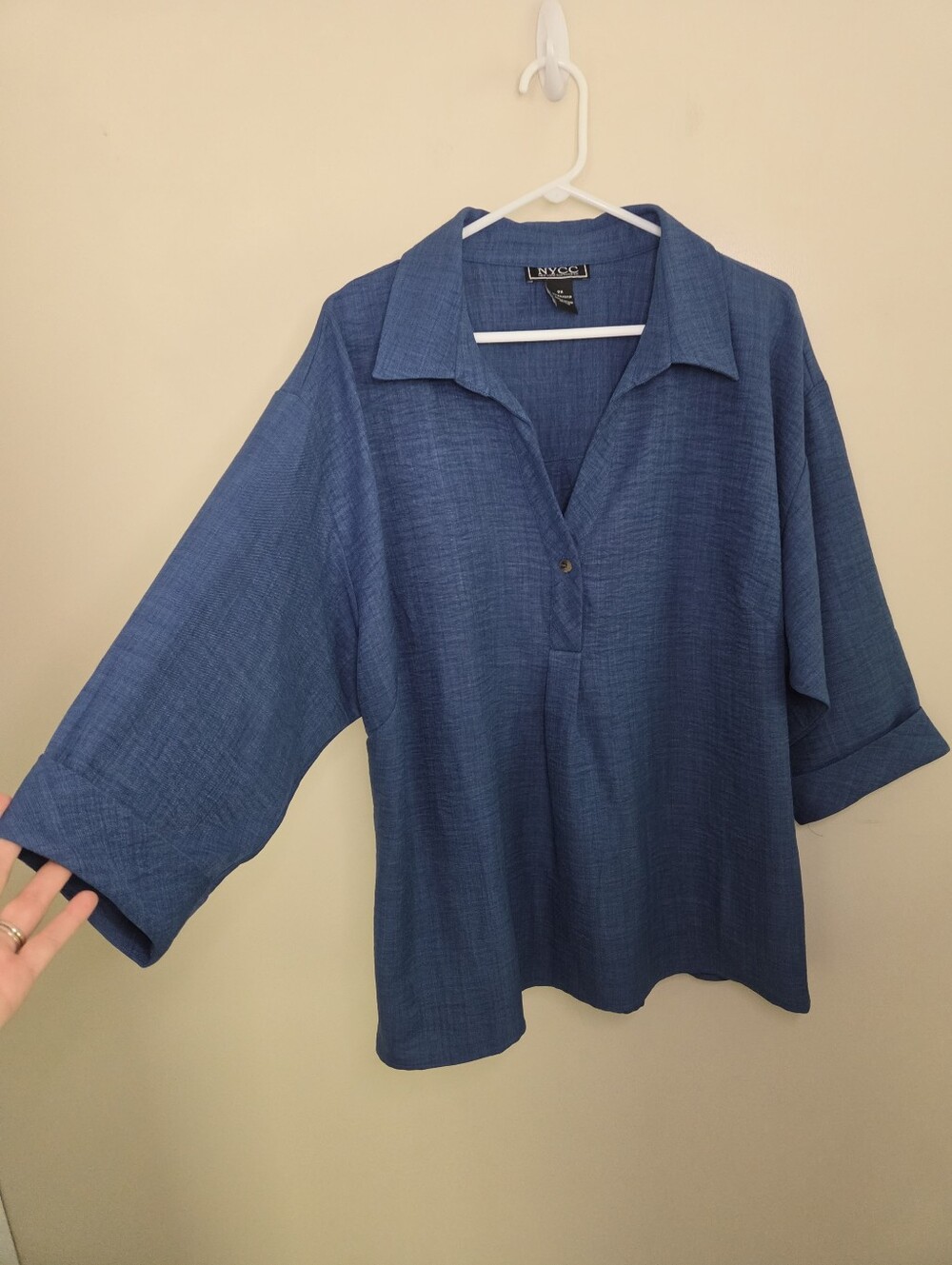Women's NYCC New York Clothing Co Blue 3/4 Sleeve Blouse Top Sz 2X - Picture 5 of 9